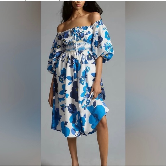 Plenty by Tracy Reese Dresses & Skirts - Anthropologie Plenty By Tracy Reese Off Shoulder Puff Sleeve Smocked Dress small